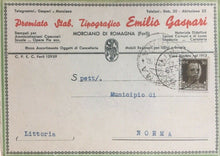 Carica l'immagine nel visualizzatore di Gallery, CARTOLINA POSTALE STABILIMENTO TIPOGRAFICO EMILIO GASPARI 1939 CC03