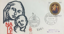 Carica l'immagine nel visualizzatore di Gallery, 1974 SAN MARINO FDC NATALE SU BUSTA VENETIA VIAGGIATA BC05