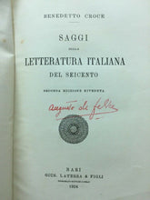 Carica l'immagine nel visualizzatore di Gallery, SAGGI SULLA LETTERATURA ITALIANA DEL SEICENTO B. CROCE 1924 C44