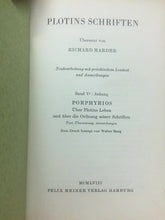 Carica l'immagine nel visualizzatore di Gallery, PLOTINS SCHRIFTEN PORPHYRIOS ÜBER PLOTINS LEBEN 1957 O265