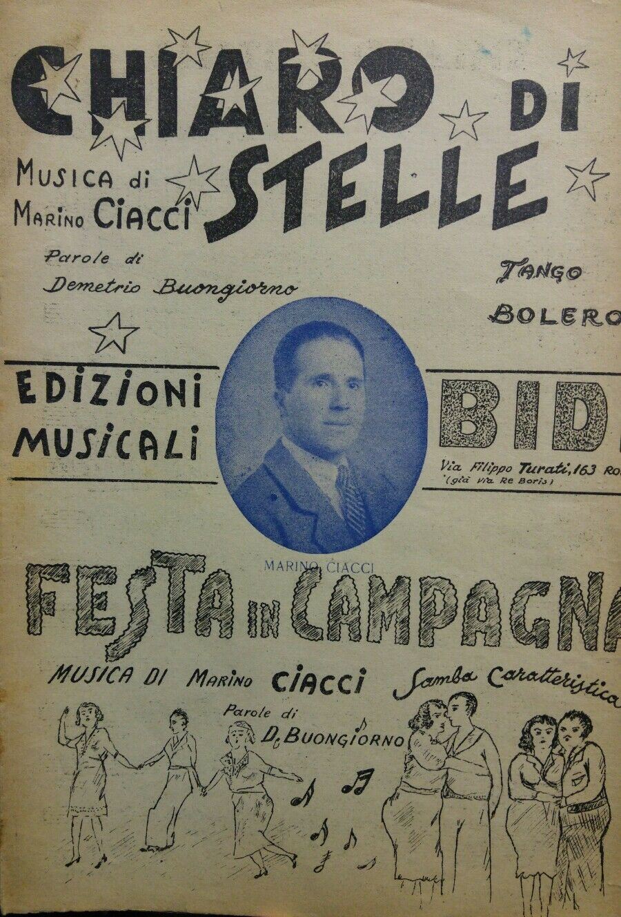 SPARTITO MUSICALE CHIARO DI STELLE Marino Ciacci
