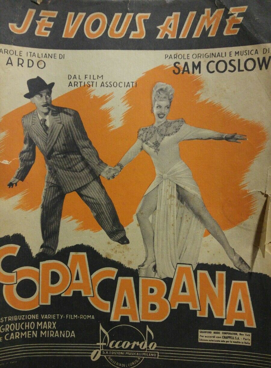 SPARTITO MUSICALE JE VOUS AIME DAL FILM COPACABANA