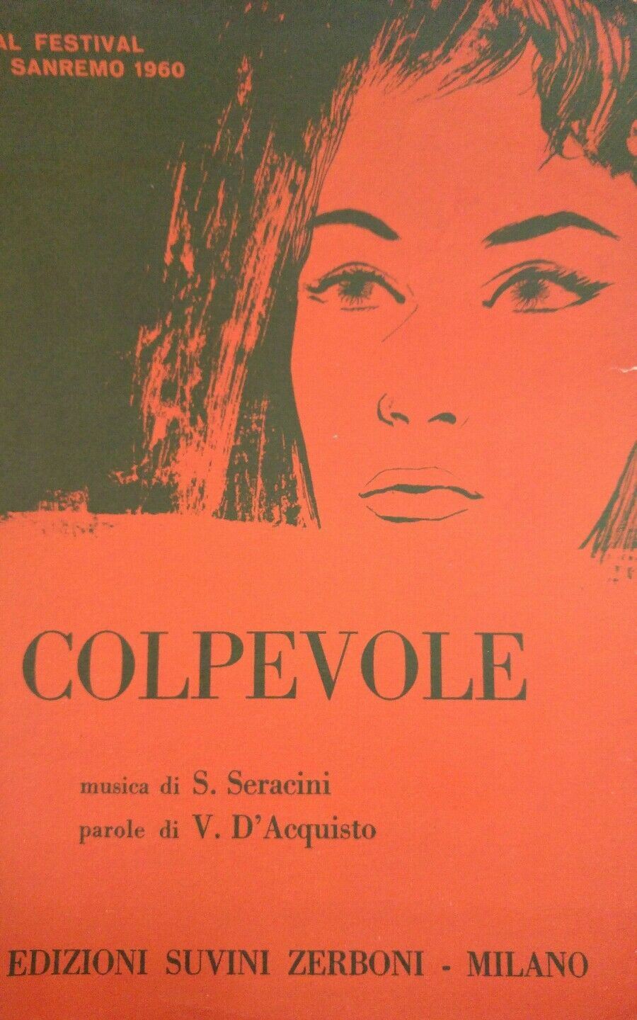SPARTITO MUSICALE COLPEVOLE SANREMO 1960