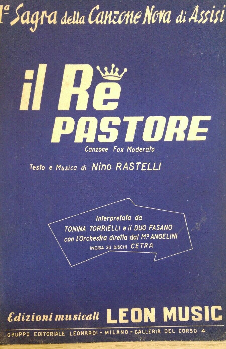 SPARTITO MUSICALE IL RE PASTORE DUO FASANO