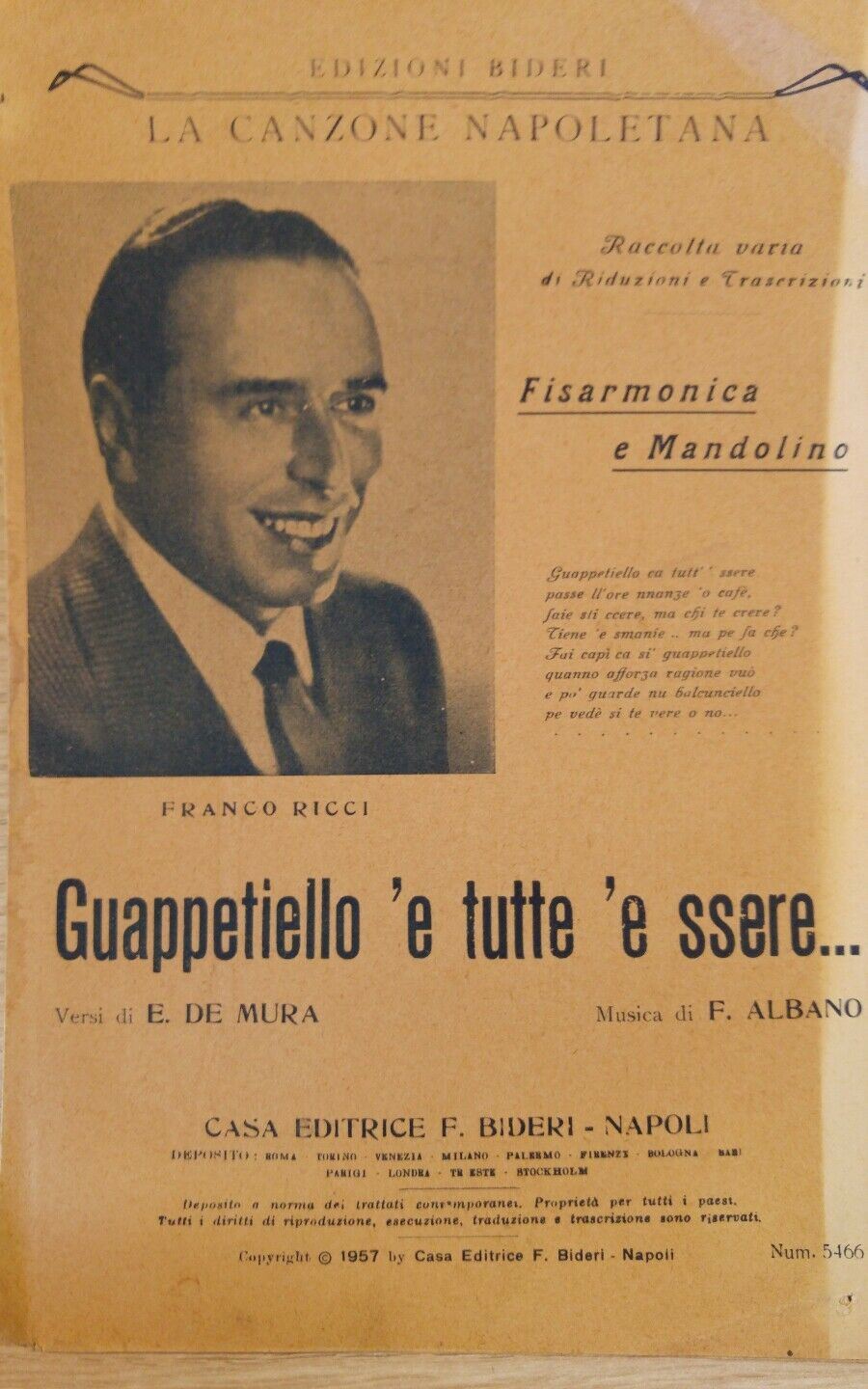 SPARTITO MUSICALE GUAPPETIELLO E TUTTE E SSERE