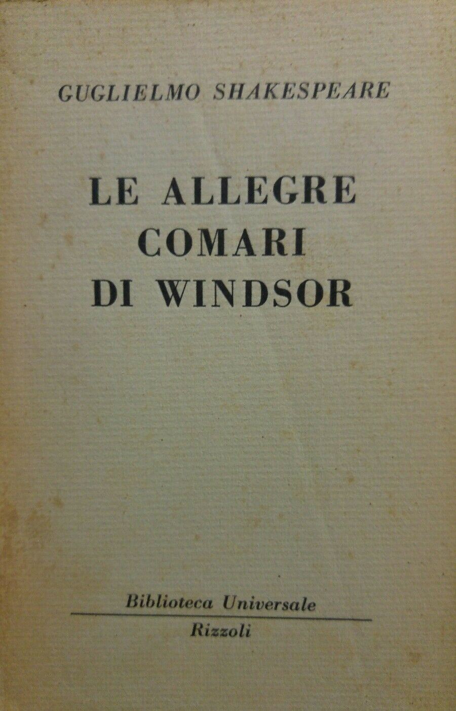 GUGLIELMO SHAKESPEARE LE ALLEGRI COMARI DI WINDSOR 1959