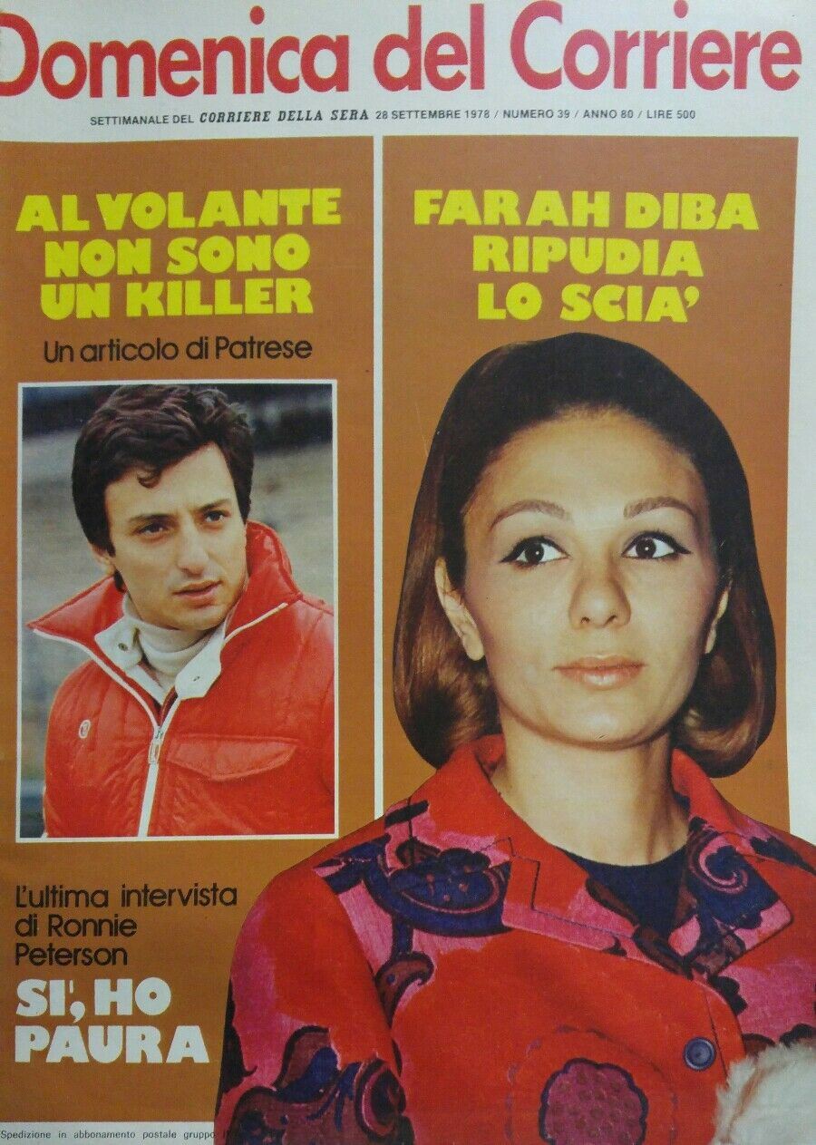 DOMENICA DEL CORRIERE N.39 1978 FARAH DIBA RICCARDO PATRESE