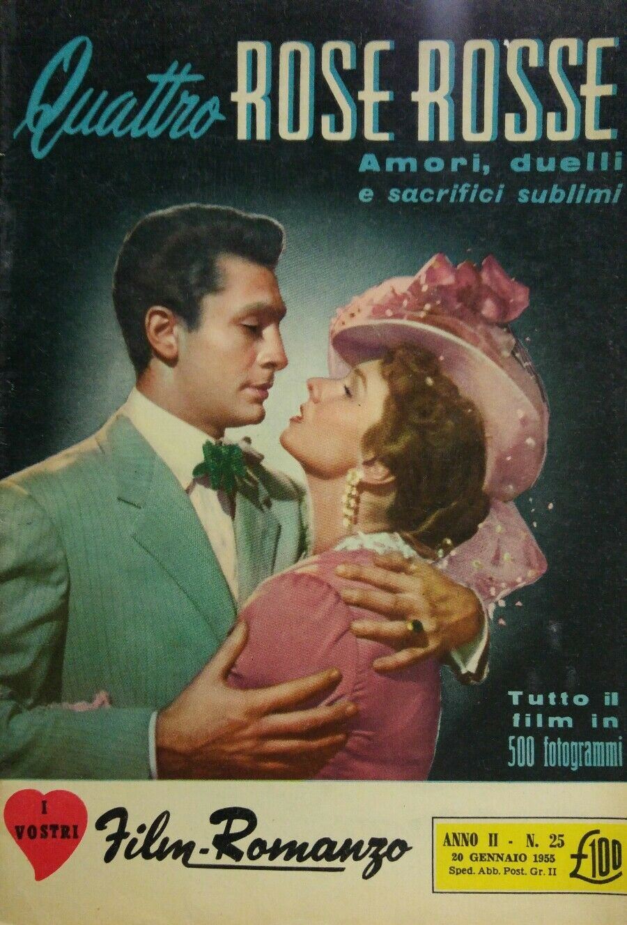FILM ROMANZO N.25 QUATTRO ROSE ROSSE 1955