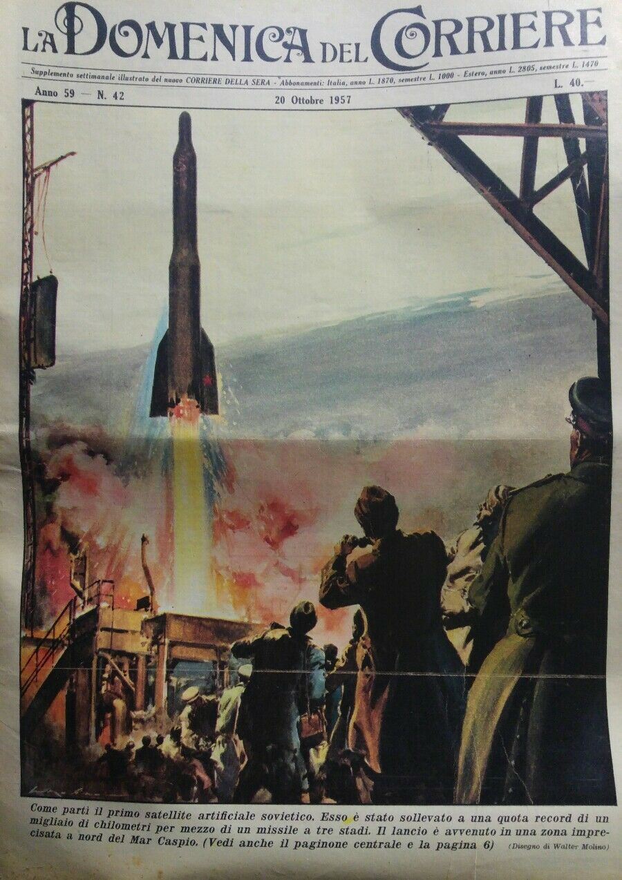 LA DOMENICA DEL CORRIERE N.42 1957 LANCIO PRIMO SATELLITE URSS