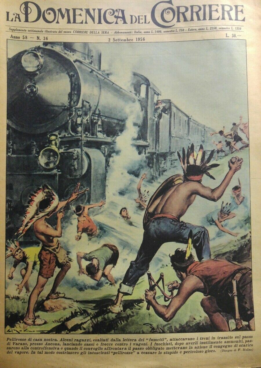 LA DOMENICA DEL CORRIERE N.36 1956  PELLIROSSE DI CASA NOSTRA