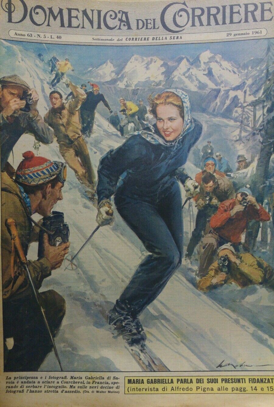 DOMENICA DEL CORRIERE N.5 1961 MARIA GABRIELLA DI SAVOIA