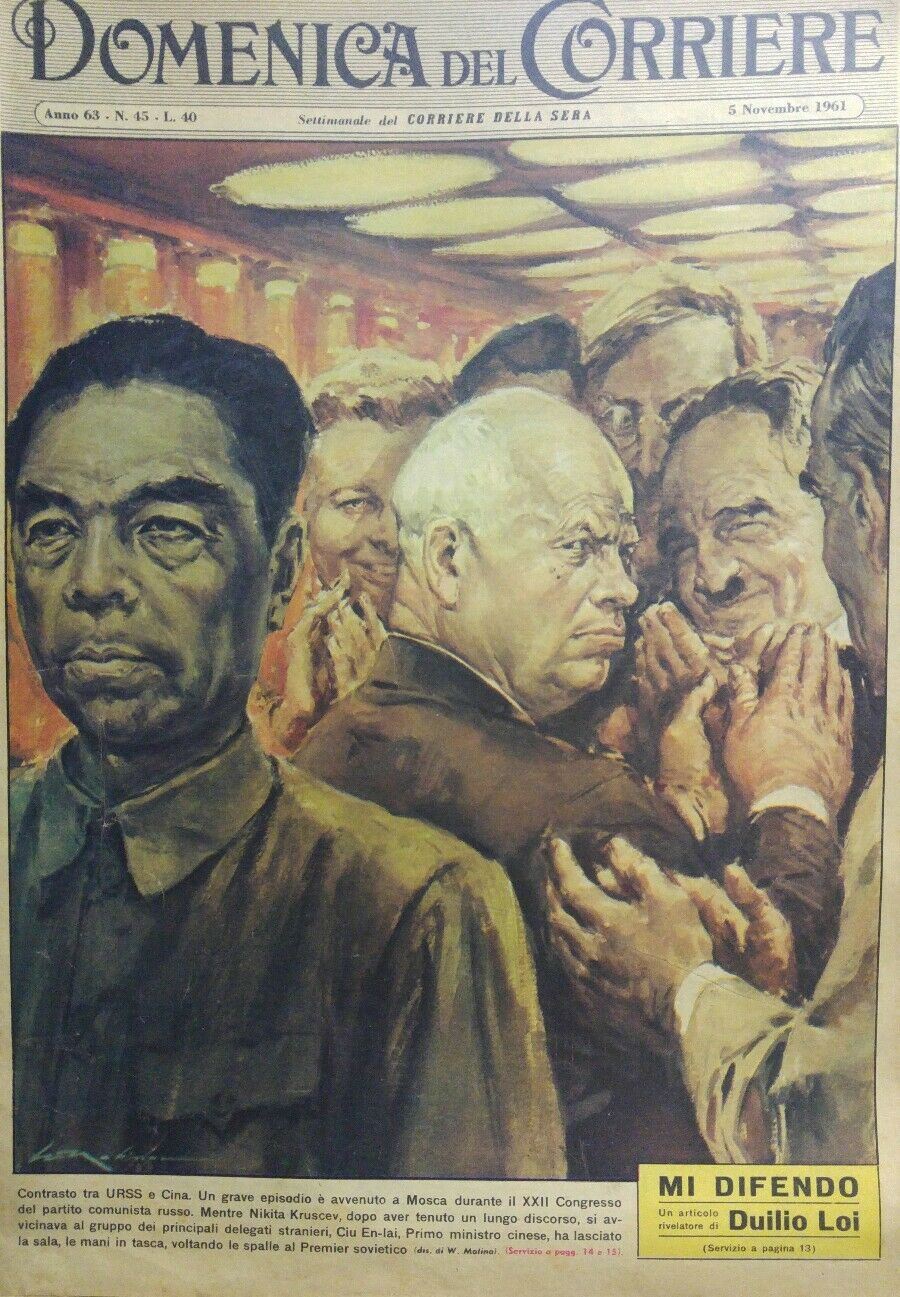 DOMENICA DEL CORRIERE N.45 1961 CONTRASTO URSS CINA