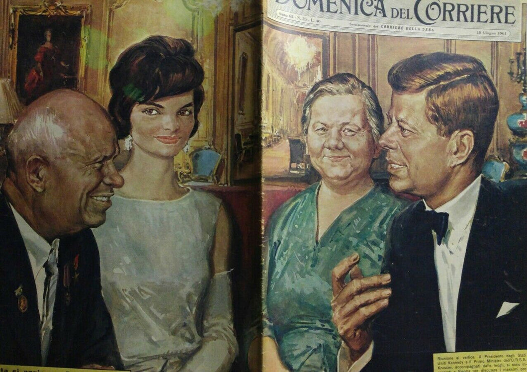 LA DOMENICA DEL CORRIERE N.25 1961 KRUSHEV KENNEDY
