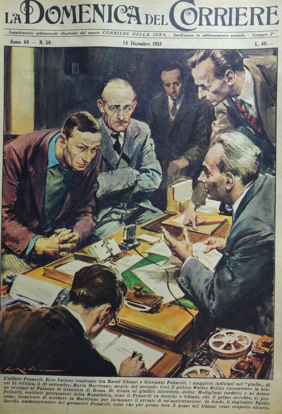 LA DOMENICA DEL CORRIERE N.50 1958 L'affare Fernaroli