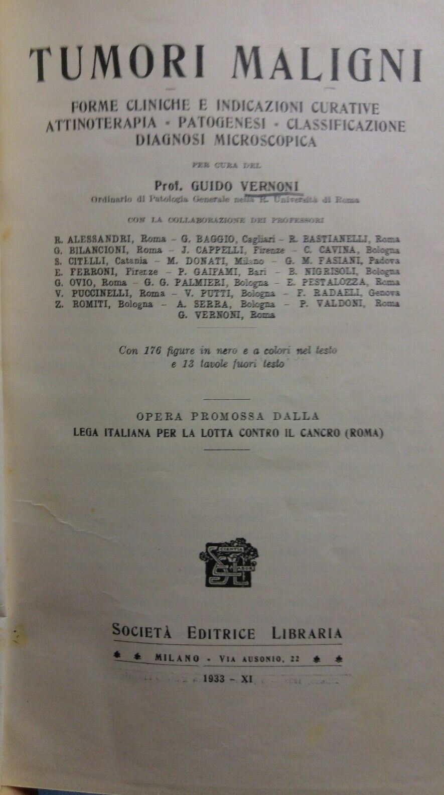 TUMORI MALIGNI VERNONI 1933