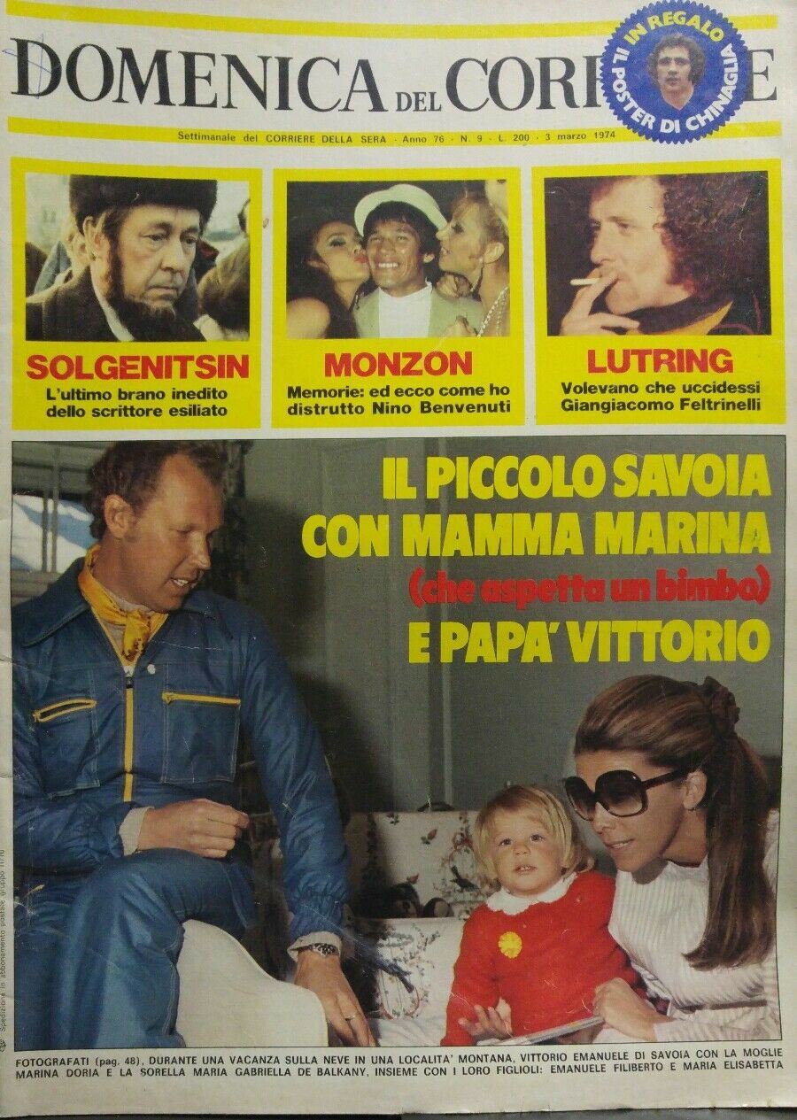 DOMENICA DEL CORRIERE N.9 1974 POSTER CHINAGLIA