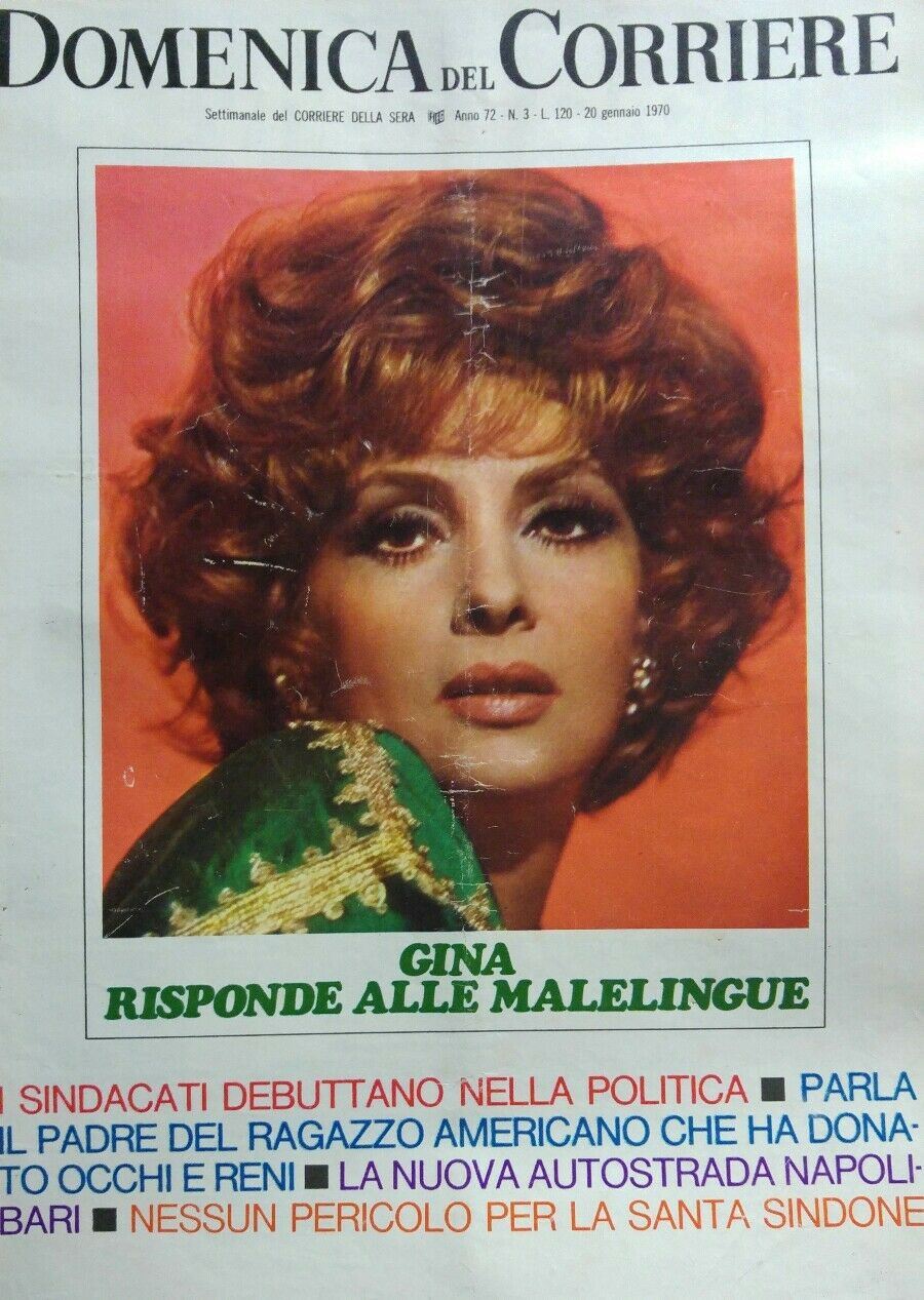 DOMENICA DEL CORRIERE N.3 1970 GINA LOLLOBRIGIDA