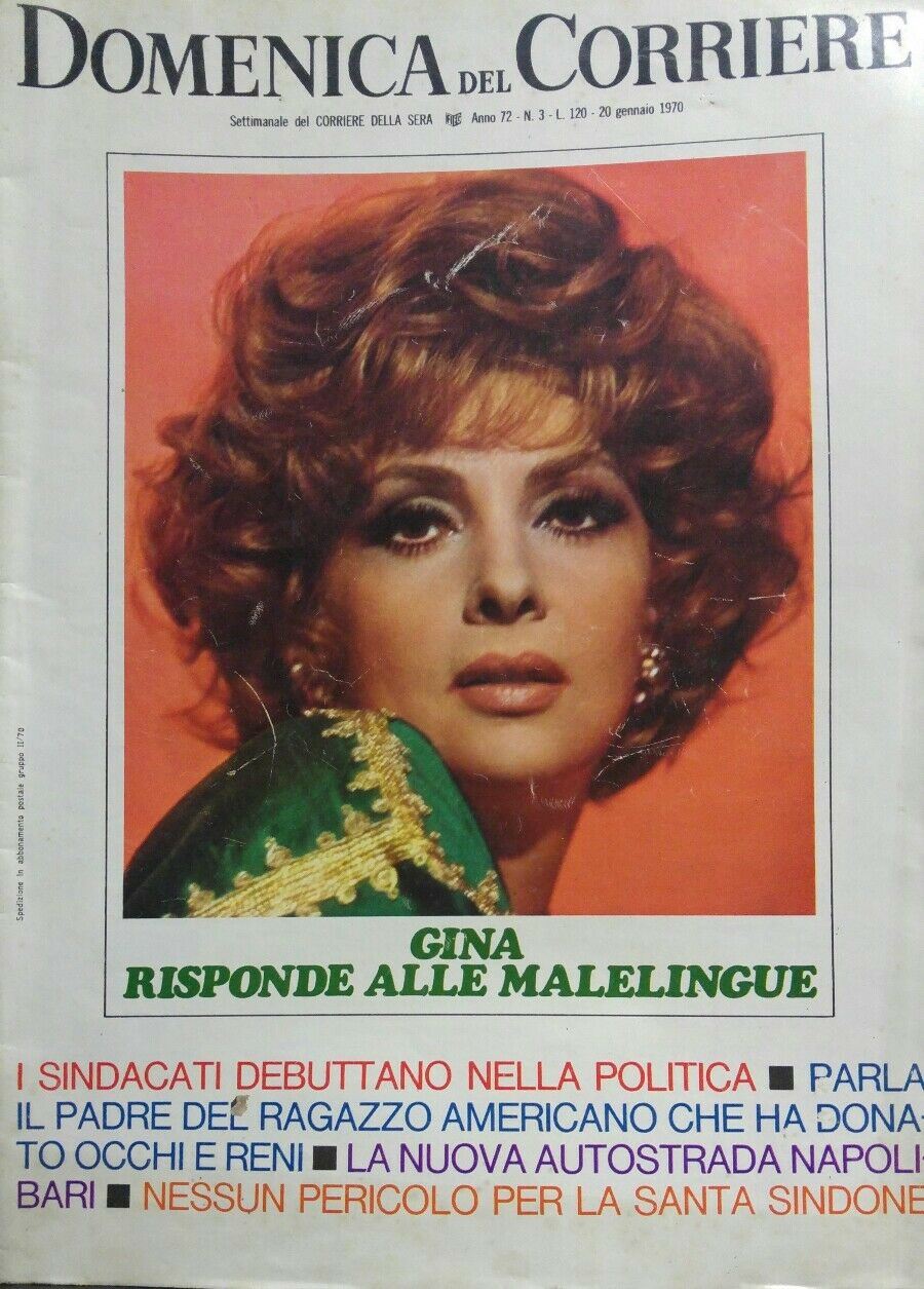 DOMENICA DEL CORRIERE N.3 1970 GINA LOLLOBRIGIDA