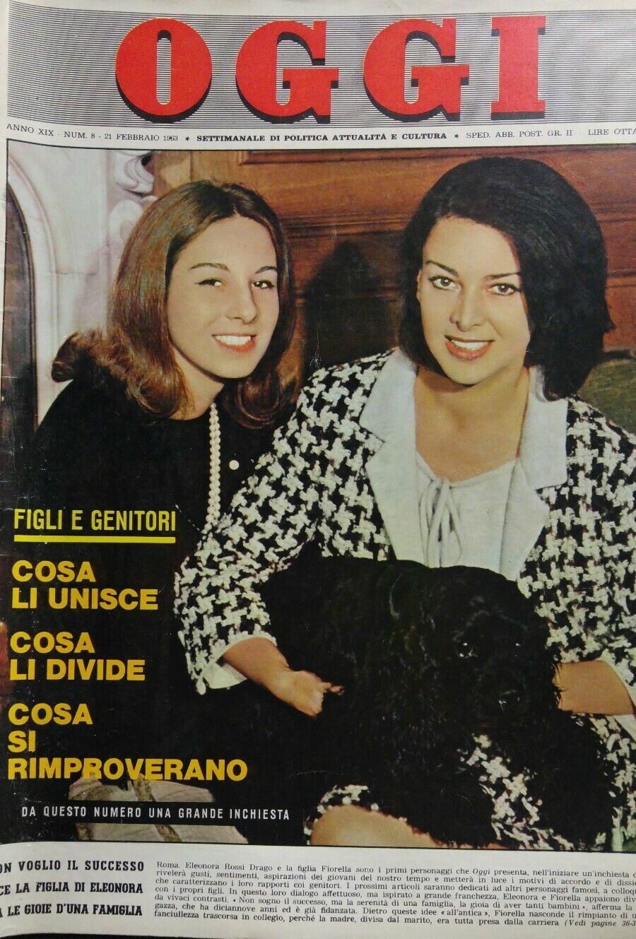 OGGI N.8 1963 ELEONORA ROSSI DRAGO