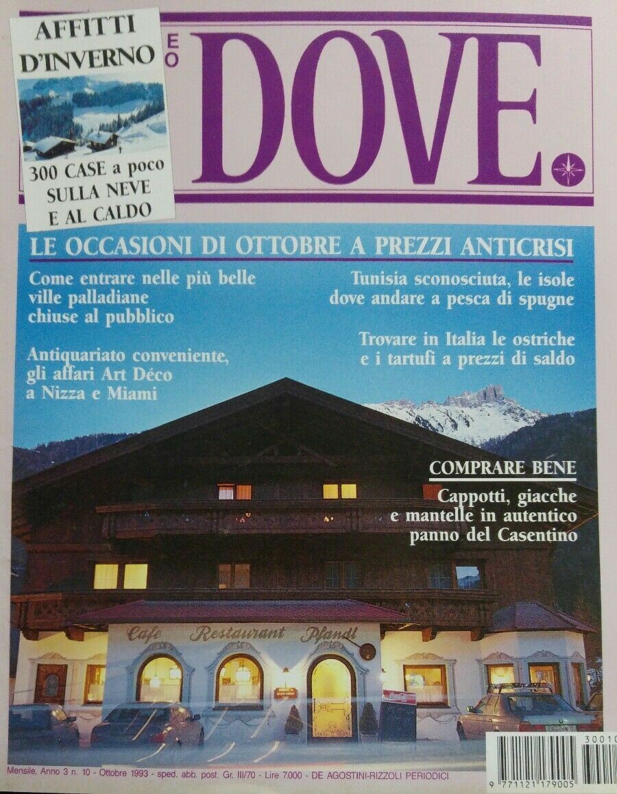 DOVE N.10 1993 TUNISIA ANTIQUARIATO ART DECO'