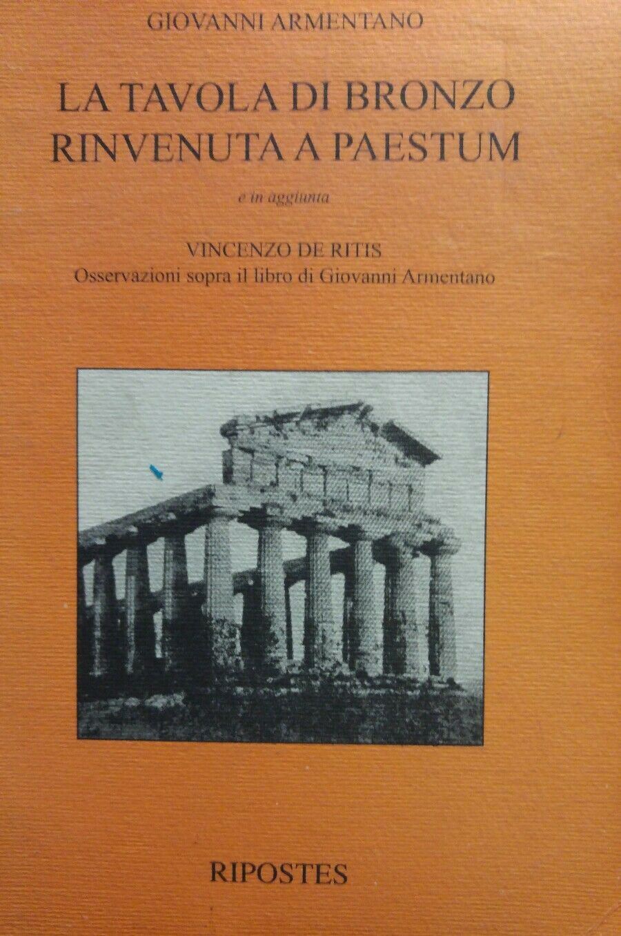 LA TAVOLA DI BRONZO RINVENUTA A PAESTUM G. ARMENTANO
