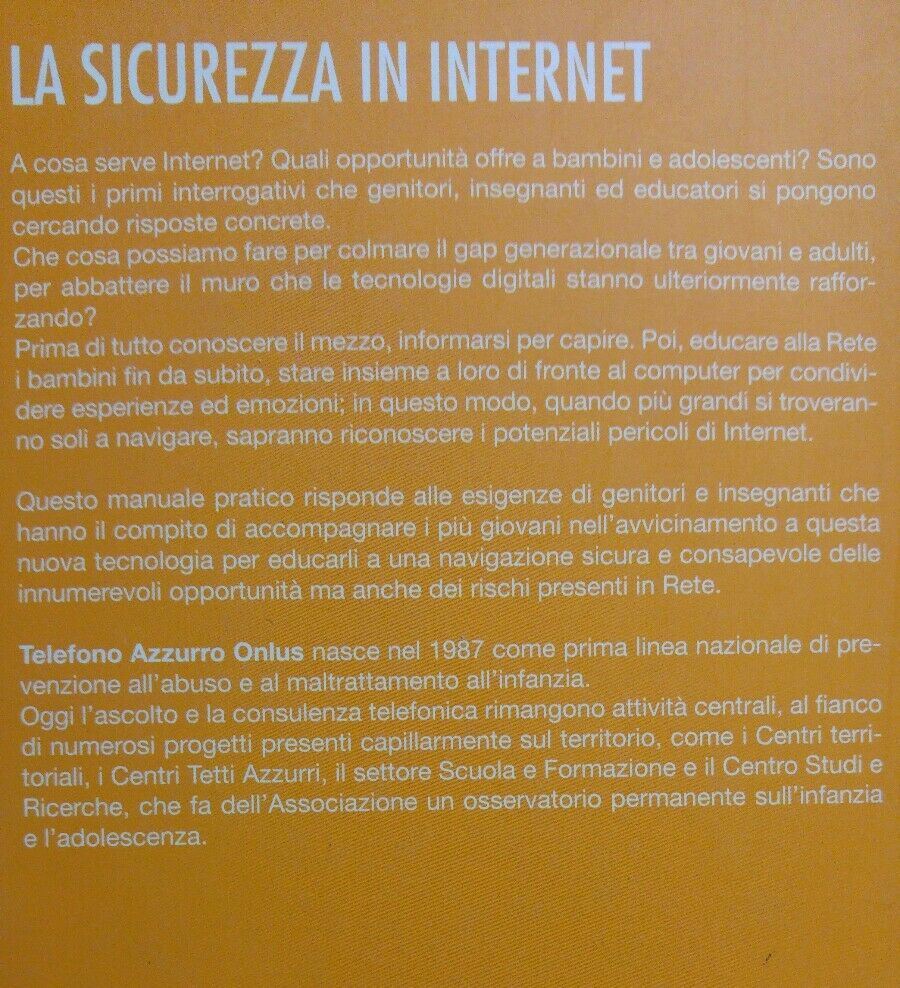 LA SICUREZZA IN INTERNET TELEFONO AZZURRO AE237
