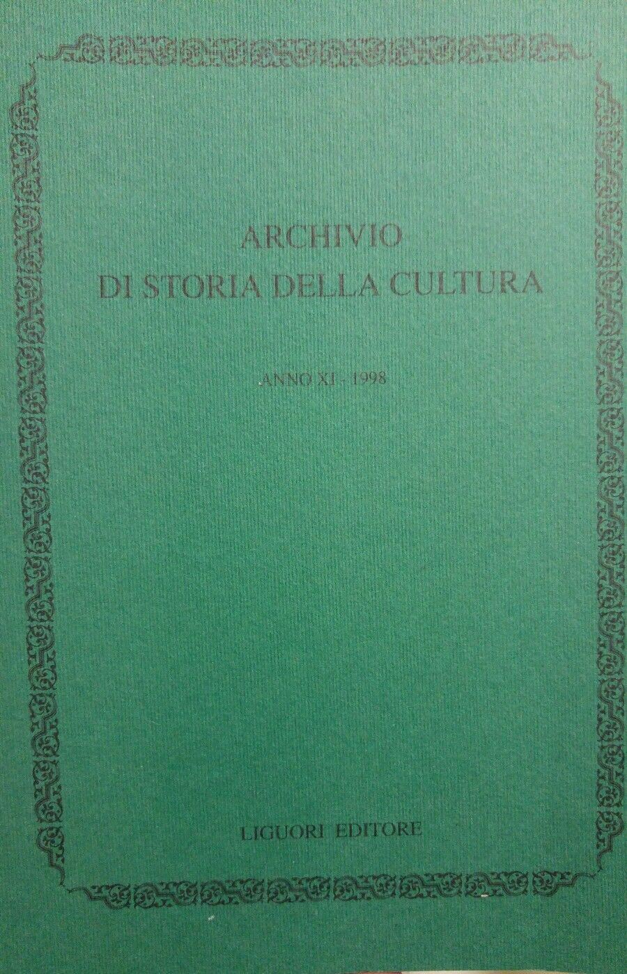 Archivio di storia della cultura (1998)