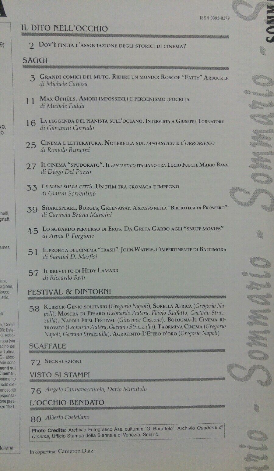 QUADERNI DI CINEMA 58-59 CAMERON DIAZ