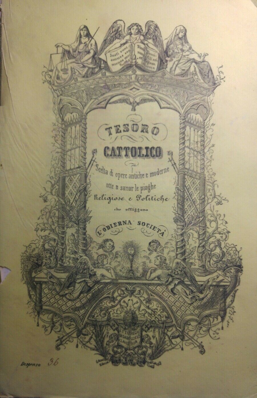 TESORO CATTOLICO DISPENSA N.36 1850