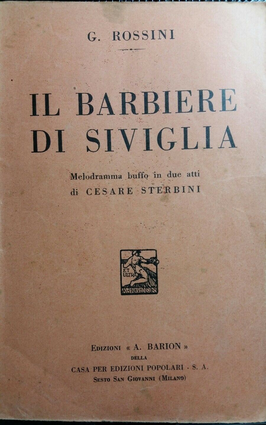 LIBRETTO D'OPERA IL BARBIERE DI SIVIGLIA G.ROSSINI BARION
