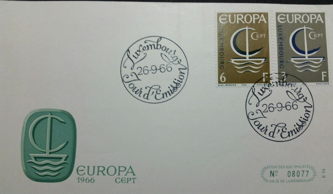 LUSSEMBURGO BUSTA FDC EUROPA CEPT 1966 2V. RB02