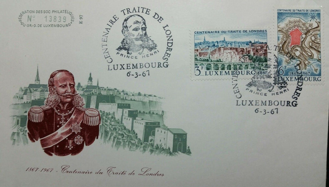 LUSSEMBURGO BUSTA FDC TRATTATI DI LONDRA 1967 2V. RB02