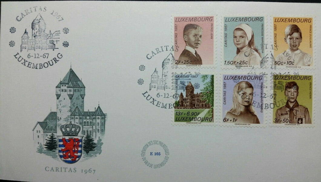 LUSSEMBURGO BUSTA FDC CARITAS 1967 6V RB02