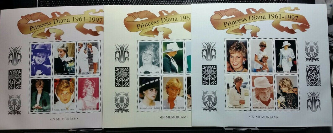 SIERRA LEONE PRINCESS DIANA 1997 SET 3 FOGLIETTI MINT RD01