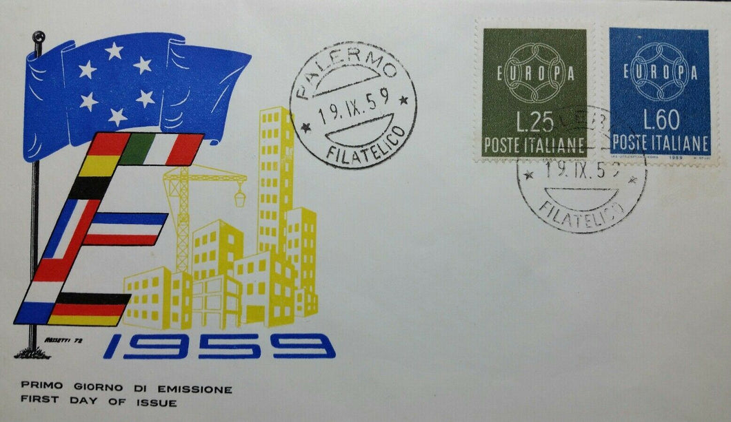 ITALIA BUSTA FDC EUROPA CEPT 1959 ROSSETTI RB03