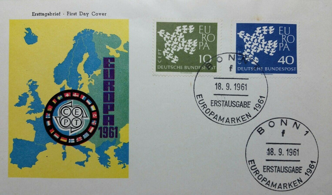 GERMANIA FEDERALE BUSTA FDC EUROPA CEPT 1961 RB03