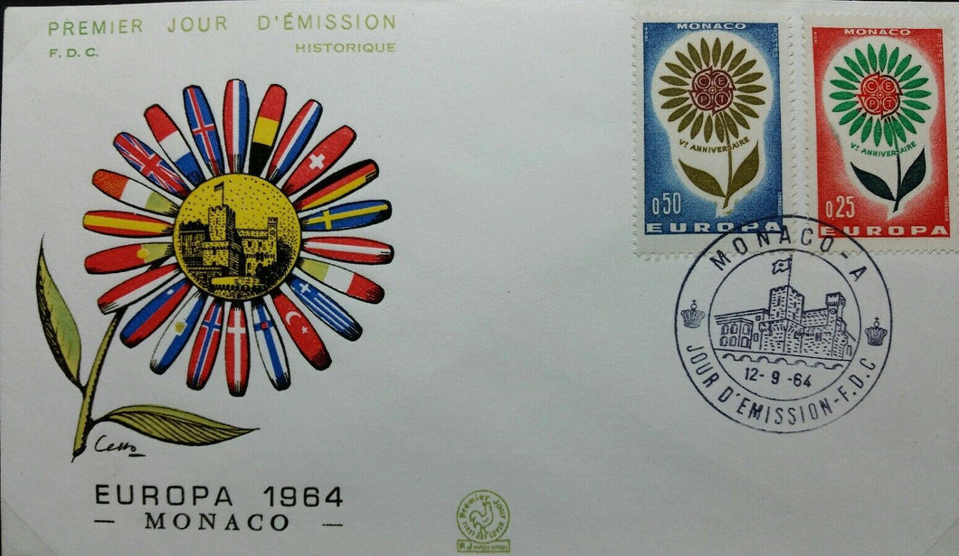 MONACO BUSTA FDC EUROPA CEPT 1964 RB03