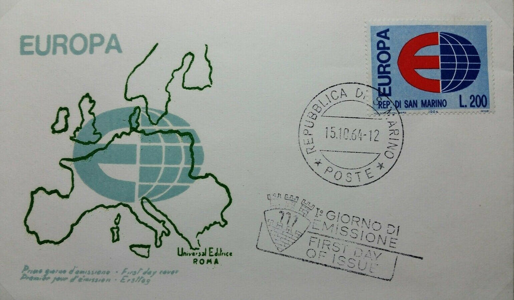 SAN MARINO BUSTA FDC UNIVERSAL EUROPA CEPT 1964 RB03