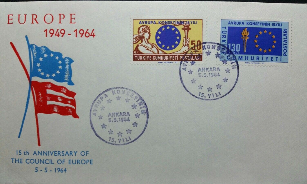 TURCHIA BUSTA FDC CONCILIO D'EUROPA 1964 RB03