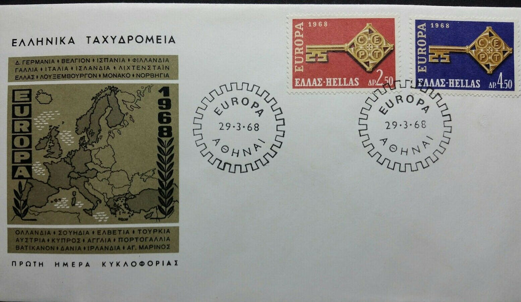 GREECE - GRECIA - 1968 - BUSTA FDC  - EUROPA CEPT  RB03