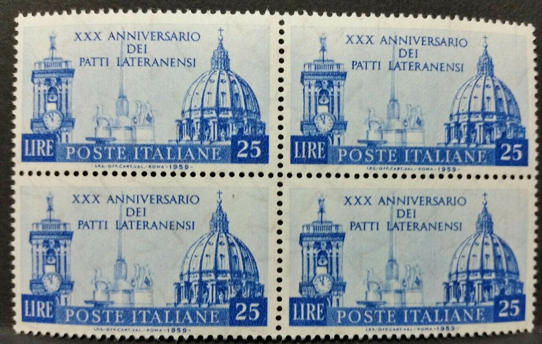 1959 ITALIA PATTI LATERANENSI QUARTINA MNH ** RF01