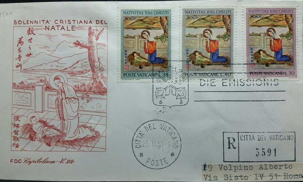 1961 VATICANO NATALE CAPITOLIUM RACCOMANDATA BB01