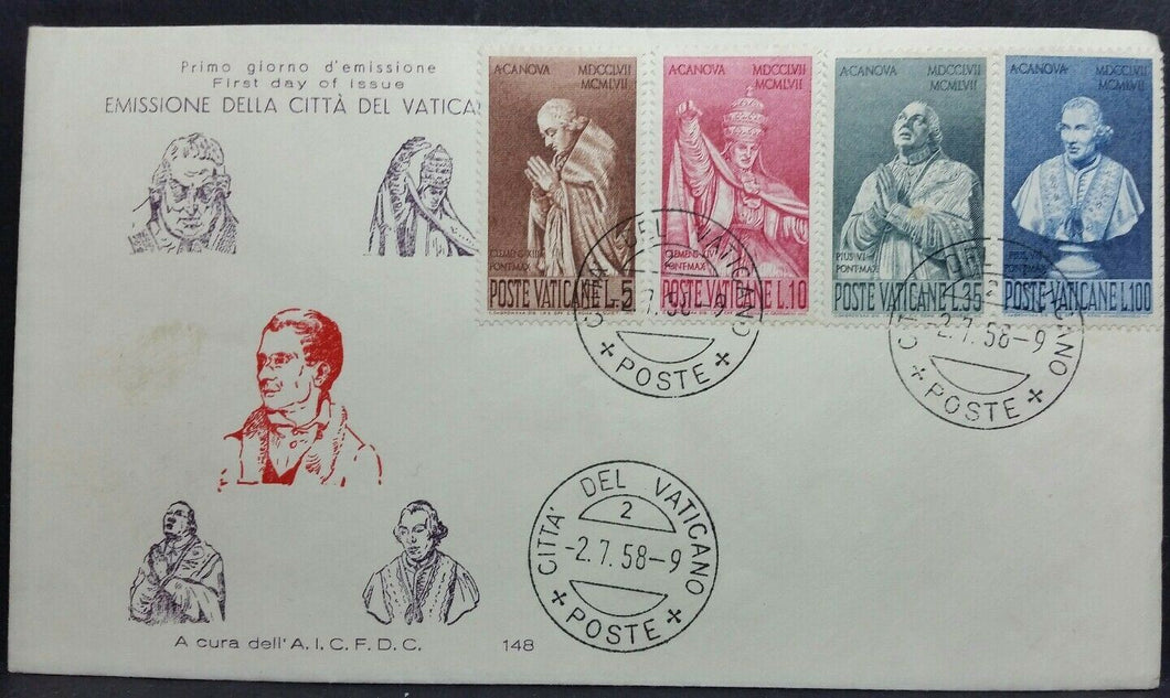 1958 VATICANO FDC ANTONIO CANOVA AICFDC BB01