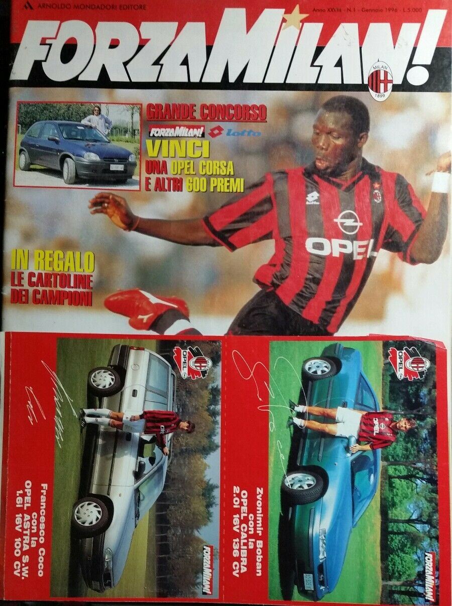 FORZA MILAN! N°1 GENNAIO  1996 CON CARTOLINE