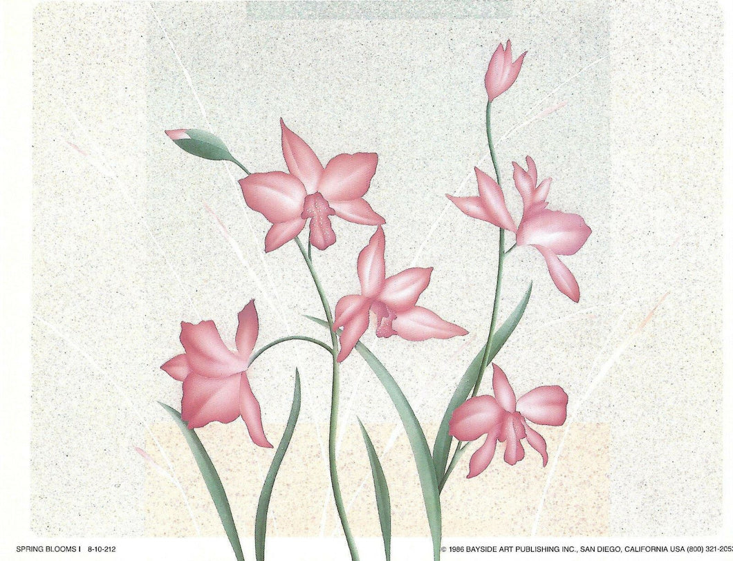 STAMPA ARTISTICA SPRING BLOOMS ORIGINALE ANNI 80 CM.22X26 CA.