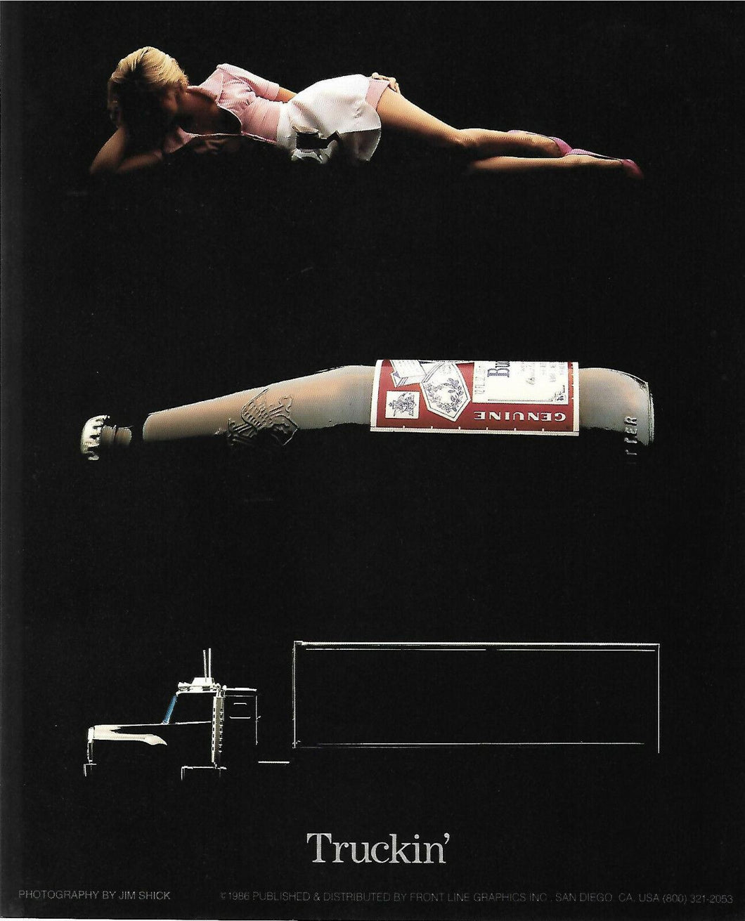 STAMPA ARTISTICA TRUKIN' ORIGINALE ANNI 80 CM.22X26 CA.