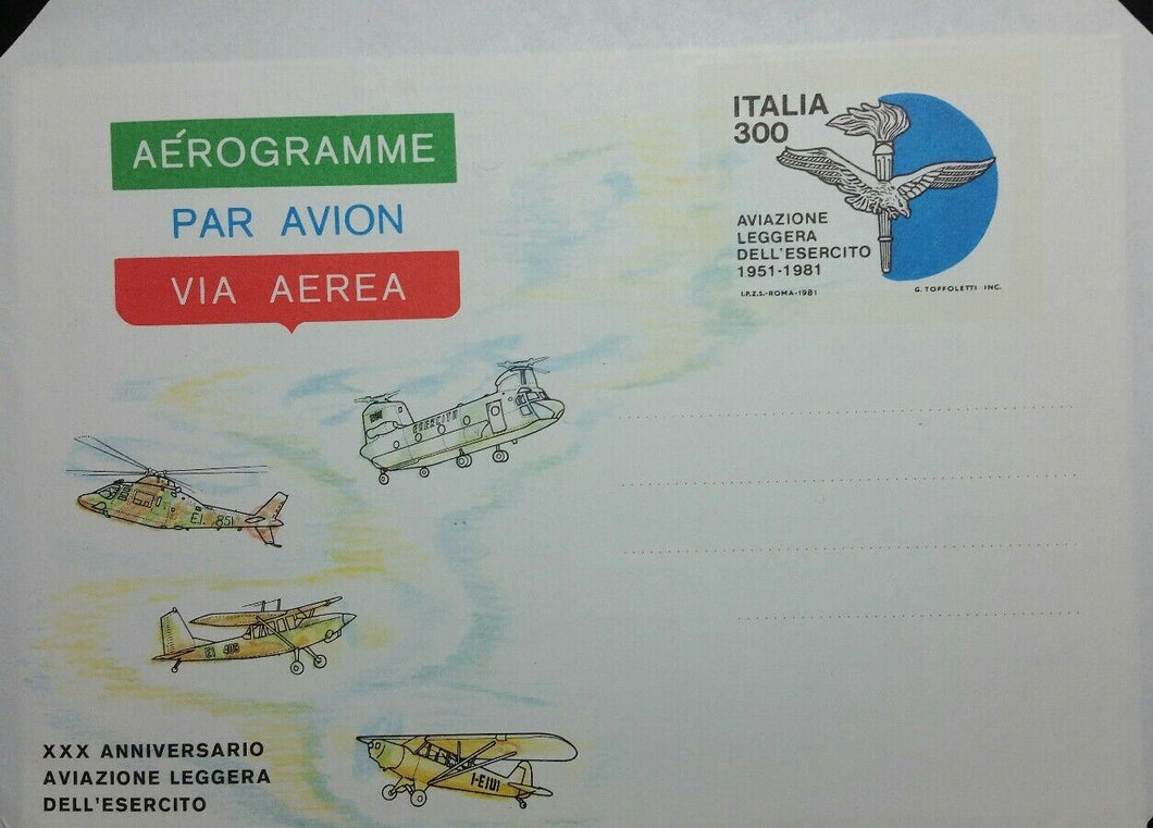 1981 ITALIA AEROGRAMMA AVIAZIONE LEGGERA DELL'ESERCITO BB02