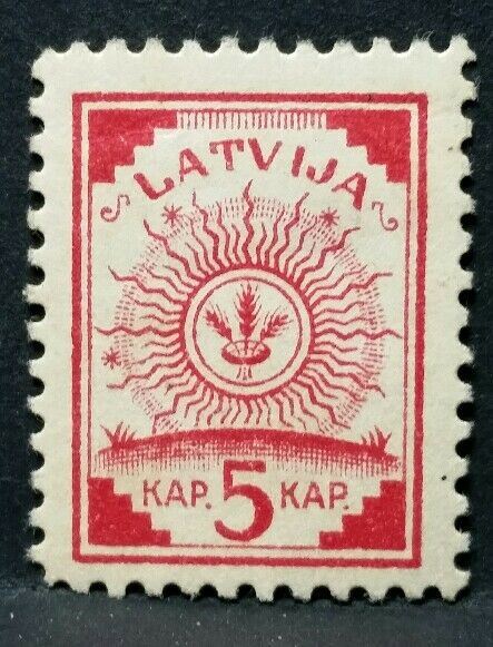 1919 LATVIJA LETTONIA STEMMA SU CARTA GEOGRAFICA  DENTELLATO MH* RF03