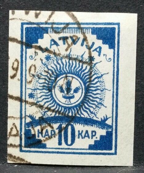 1919 LATVIJA LETTONIA STEMMA carta sottile USATO RF03