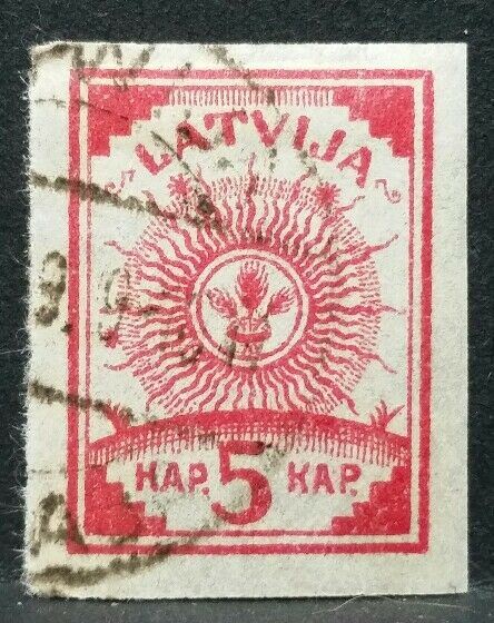 1919 LATVIJA LETTONIA STEMMA carta sottile USATO RF03